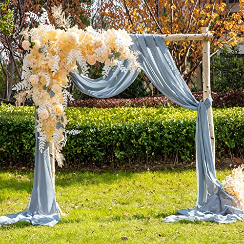 EBETA Hochzeit Querbehang Freihanddeko für Hochzeitsbogen & Traubogen Himmelbett Vorhänge Gardine für Fenster Deko aus Chiffon-Stoff (Rauch-blau, 600x70 cm)