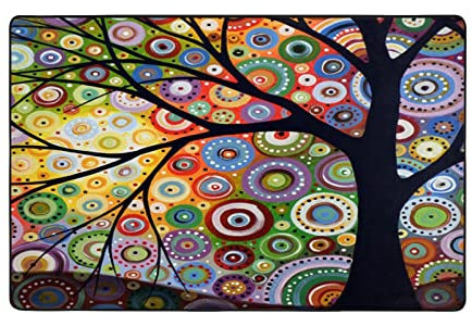 ASEELO 150x100 Cm Door Mat Tree of Life Entrance Rug Dirt Trapper for Indoor and Outdoor Non-Slip Carpet Area Rug Barrier Mat