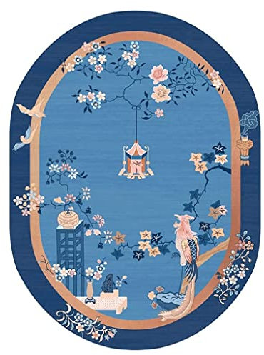 LIOONS Weich Teppich Teppiche China Moderner klassischer Blauer Teppich, geeignet für den Innenbereich, Wohnzimmer, Schlafzimmer, Rutschfester Bereich, bequemer Teppich Kompfort