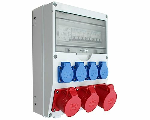 Wandverteiler Baustromverteiler 1x32A CEE / 2x16A CEE / 4x230V mit FI und Leitungsschutzschaltern EL1-3