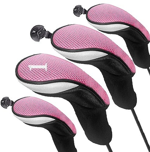 FINGER TEN Fundas para cabeza de palo de golf para palo de golf, cubierta larga, híbrida, Fairway, fundas para cabeza con etiqueta intercambiable con número de etiqueta intercambiable, ajuste