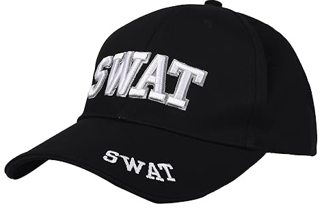 AOVNA Swat Baseballkappe, verstellbar, Polizei-Baseball-Polizei-Kostüm, Zubehör, schwarz, bestickter Hut für Cops & Räuber Mottoparty