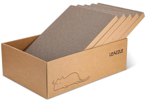 LEAZZLE 5 Piezas Rascador para Gatos, Caja Rascadora para Gatos con Cartón,Tablero Rascador de Doble Cara para Gatos con diseño de Orificio Interactivo,Muebles Resistentes para Gatos