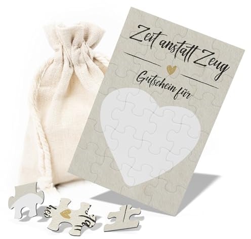 Creatastic Gutschein selbst gestalten, Gutscheinkarte Puzzle mit Säckchen, 24-teilig, Geburtstagskarte, personalisierte Geschenke Idee, Geburtstagsgeschenk, Gutschein Geburtstag