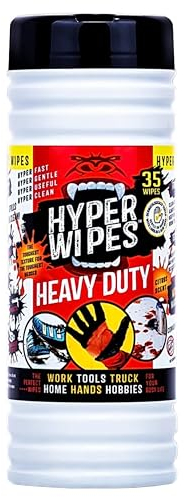 HYPER WIPES - Feuchte Reinigungstücher - Power Reinigung für Werkstatt - KFZ - Werkzeug - Motorrad - Entfernt Härtefälle von Öl, Fett, Kleber, Farbe und Teer - XXL 19 x 30 cm