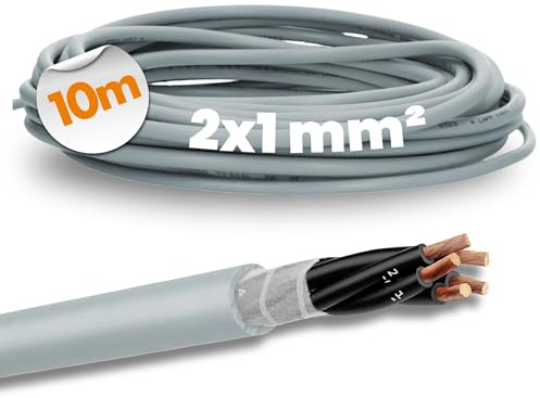 Lapp 10m ÖLFLEX CLASSIC FD 810 Steuerleitung 2x1 mm² Schleppkettenleitung | Hochflexible PVC-Anschlussleitung, 2-adrig, grau, ohne Schutzleiter, ölbeständig, für Energieführungsketten & Maschinen