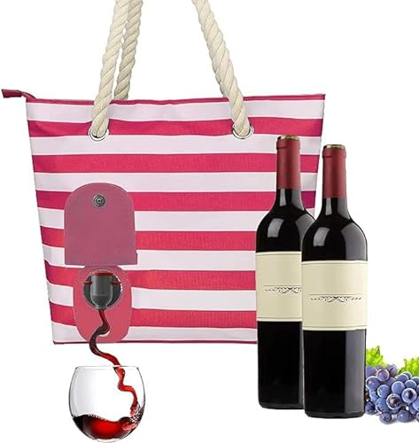 dewdat Weinhandtasche, Picknicktasche Mit Auslaufsicherem Und Isoliertem Fach | Mit Versteckten Fächern, Für 2 Flaschen Wein Für Reisen, Für, Reisen, Picknick, Camping, Geschenk Für Weinliebhaber
