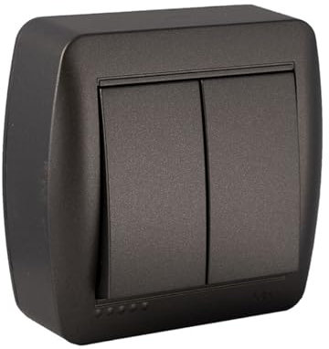 Interruptor Doble Conmutado Solera Mural 7,4 x 7,2 x 2,8 cm 250 V 10 A Grafito