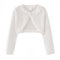 Proumhang Bolero Shrug Strickjacke für Mädchen Langärmelige Baumwollstrickpullover EIN-Knopf-Schal Jacke Sweatshirt Mäntel Chlidren Kleid Cover Up Für 3-10 Jahre Weiß 160