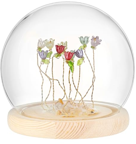 PH PandaHall Glas-Display-Kuppel-Cloche, 13.5cm Glasglocke Kuppel Deckel Dekorative Gläser Vitrine für Blumenaufbewahrung Haus Weihnachten Party Gunst Dekoration