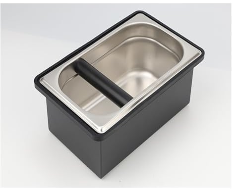Espresso Coffee Knock Box, Large Coffee Coffee Grounds Knock Box Container Coffee Machine Accessories, Stainless Steel Coffee Bin Grind Knock Out Box with Removable Knock Bar and Non Slip Base