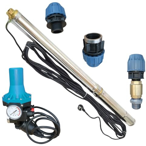 PAG Turbo GmbH - 3 Tiefbrunnenpumpe 8,2bar - 3000L/h Pumpensteuerung PC-13 Pumpenanschlussset + Zubehör