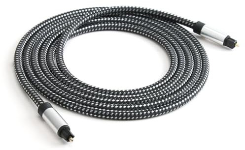 Cavo Ottico Audio Digitale 2m Cavo Audio Intrecciato Ottico Custodia sottile in metallo, Spina placcata oro Compatibile con Soundbar, TV, Samsung, Bose, LG, Sony