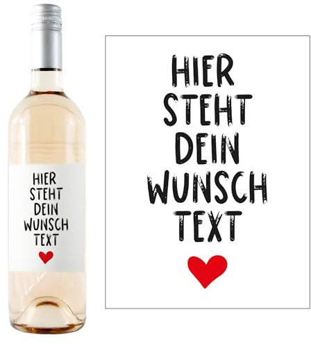 1M® Personalisiertes Weinflaschen-Etikett - Geschenke für Frauen & Männer - ideale Überraschung für deine Liebsten - Geburtstagsgeschenk, Abschiedsgeschenk, kleine Geschenke (#13-Dein-Text-Herz)