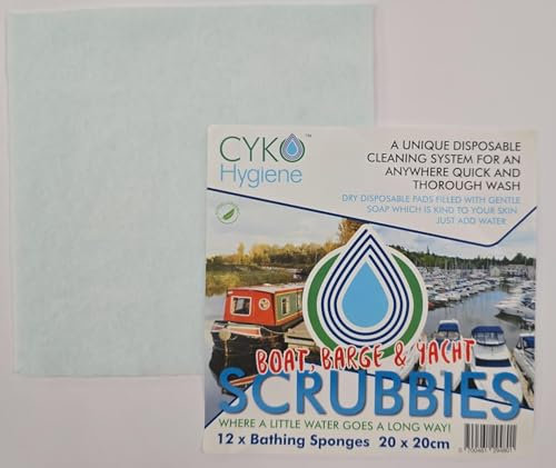 Rinse Free Bath Shower Sponge Wipes - 12 Pack Body Wash Wipes for Bathing - Scrubbies, Perfect for Camping, Festivals, Gym and Travel - Dry Sponge Wipes with Gentle Cleansing Soap. Just add Water