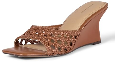 Amazon Essentials Sandali con Zeppa Donna, Tessuto di Canna Marrone Chiaro, 42 EU