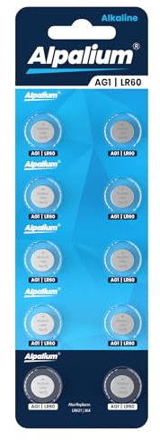 Alpalium AG1 LR60 Alkaline Knopfzelle Batterien 10er Pack - 1.5V Ohne Quecksilber, Premium Qualität & Lange Lagerfähigkeit