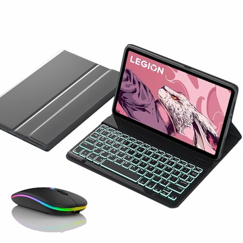 JZCZMCE Tastatur Hülle für Lenovo Tab P11 11 2024 (TB-331FC), Magnetische Abnehmbare Kabellose Beleuchtete Tastatur mit Bluetooth-Maus,Schwarz