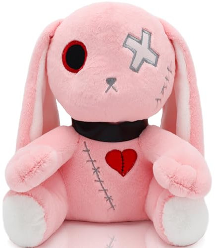 Ponjauk 25cm/30cm Gothic Hase Plüsch Kaninchen Plüschtier Kuscheltier Horror Häschen Ostern Plüschtiere Halloween Gruseliges Häschen Plüschtier Verrücktes Kaninchen Spielzeug