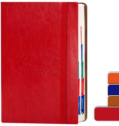 Kalender 2025 buchkalender, A5-Format, ein Tag pro Seite, wochenplaner, ein Tag pro Seite, aus dickem, strapazierfähigem Papier, Perfekt für Studenten, Lehrer, Familie, Arbeit, Büro. (Rot)