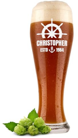 polar-effekt Weizenglas 0,5 Liter mit Motiv Gravur für Männer - Personalisiertes Bierglas für Weißbier - Geschenk-Idee zum Geburtstag & Vatertag - Spülmaschinenfest