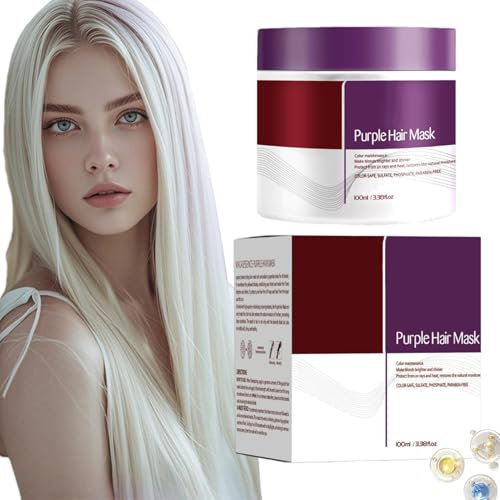 Mascarilla Pelo Violeta, Esence Mascarilla Capilar Púrpura, Mascarilla Capilar Hidratante Y Reparadora, Mascarilla Capilar Nutritiva Púrpura Iluminadora Para Cabello Seco Y Encrespado