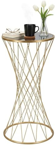 Dmora Couchtisch Berceto 40x40x80h cm Gold Zeitschriftenablage