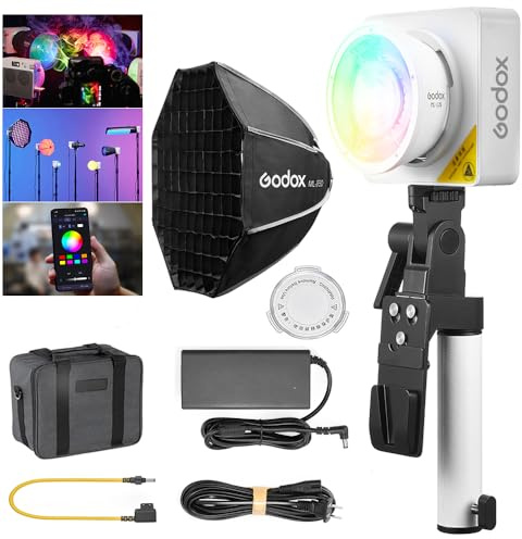 Godox ML100R 110W RGB LED Video Light (AK-B02 V-Mount Softbox KIT) | 1800K-10000K RGB Video Lighting, CRI 97+/TLCI 98+, APP Control, USB-C Charging, 14 FX Effects, Live Streaming/Outdoor