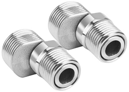 VIVIWI Lot de 2 adaptateurs de robinet de douche réglables en acier inoxydable avec connecteurs S rotatifs pour cuisine et salle de bain usage quotidien