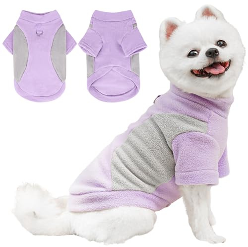 Yoolhamy Ropa para perros pequeños, suéter de invierno para perros pequeños, traje cálido de forro polar con anillo en D, abrigo suave para mascotas, chihuahua, schnauzer, shih, tzu, yorkie, bulldog