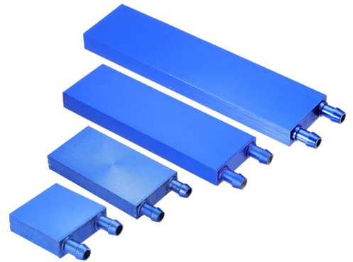 PATIKIL 40x40/80/120/160x12mm Aluminum Water Cooling Block, 1SET Liquid Cooler Plate Heat Sink Systems Water Cooled Exchanger for Computer Graphics Radiator Semiconductor, Blue