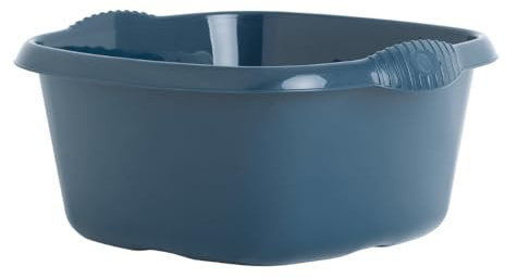 eMKay® 32cm Square Washing Up Bowl – Navy Blue | Large 9L Plastic Sink Bowl with Handles | Gloss Finish | Durable Kitchen Dishwashing Basin | Sink Protector | Stylish Square Design