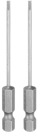 QUARKZMAN 2 Stück SL2.0 Schlitz Schraubendreher Bit Set 75mm Lang | Schlitz Spitze mit 1/4 Sechskant Schaft Magnetisch Flachkopf S2 Stahl Industrielle Kraft Schraubendreher Bits für Reparatur