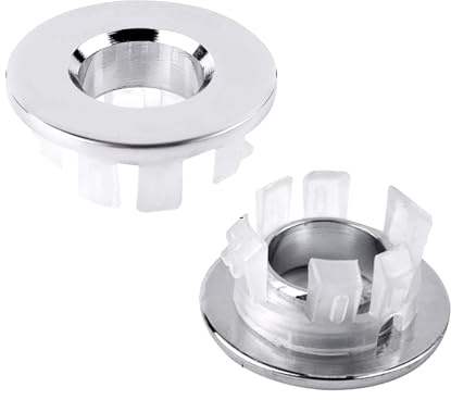 2 Pcs Sink Overflow Rings, Refined Copper Basin Overflow Covers, 22-24mm Sink Hole Inserts, Ideal for Bathroom and Kitchen, Silver Finish