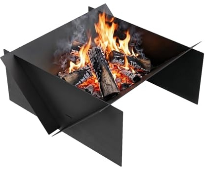 QLS Feuerschale Garten 70x70 cm groß – Feuerstelle aus Stahl – faltbar Outdoor Feuerstelle Terrasse Camping (pulverbeschichtet)