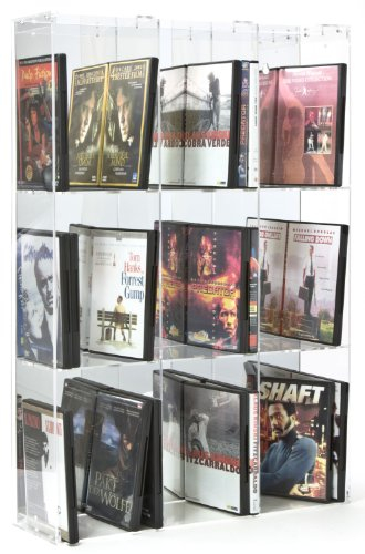 Sora.de DVD-Regal mit verspiegelter Rückwand - Transparent - Akryl - 9 Fächer - 90 DVD's - 16x13x24 cm (inner) and 50x14x75 cm (outer) - Lernzimmer, Heimkino, Büro