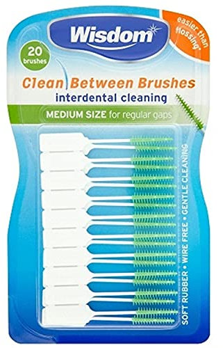 WisdomClean Between Interdental Medium Green Brushes - Pack of 6, Total 120 by Wisdom