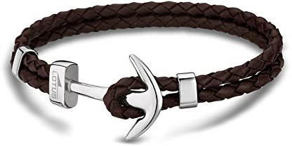 LOTUS STYLE Leder Armband Anker LS1832-2/5 Herren Schmuck braun D2JLS1832-2-5 ein schönes Geschenk zu Weihnachten, Geburtstag, Valentinstag für den Mann