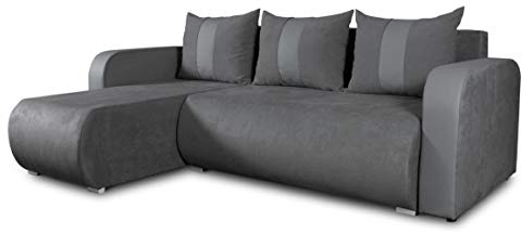 Ecksofa Rino mit Schlaffunktion und Bettkasten - L-Form Couch, Polsterecke, Couchgarnitur, Eckcouch, Ecke, Sofa, Sofagarnitur - Ottomane Universal (Enjoy 24 + Cayenne 1118)