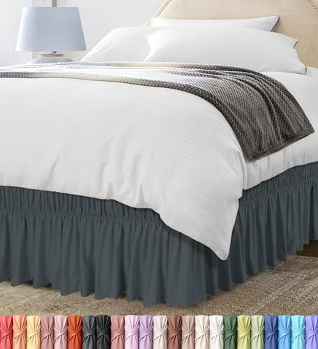 Utopia Bedding Jupe à Volants élastique Queen Gris
