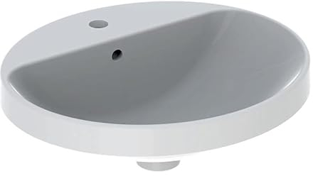 Geberit VariForm Einbauwaschtisch oval, 500x450mm, mit Hahnloch, mit Überlauf, Farbe: Weiß, mit KeraTect - 500.713.00.2