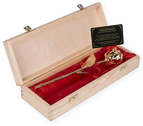 Geschenkegarten Goldene Rose in Holzkoffer