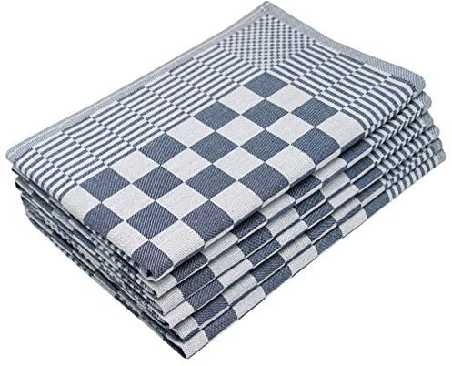 ZOLLNER 6 paños de Cocina a Cuadros, 65x65 cm, azúl, 100% algodón