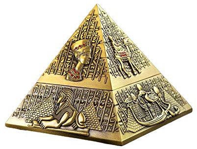 Anjing Winddichter Pyramiden-Aschenbecher mit Reliefs, Raucher-Aschenbecher für Zuhause, Büro, Bar, Dekor, goldfarben
