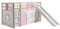 Vipack Spielbett Pino inkl. Rutsche mit Textilset Vorhang und 3 Taschen Birdy Kiefer massiv weiß lackiert