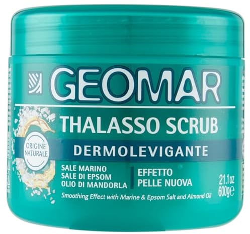 GEOMAR | Thalasso Scrub Corpo Dermolevigante, Effetto Pelle Nuova, Con Sale Marino, Sale di Epsom e Olio di Mandorla, Made in Italy, 600 g