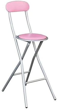 HOMION Colourful Folding Breakfast Round Padded Bar High Chair Stool Kitchen Garden Party Office Stool Seat Free Standing Caravan Camping Easy Folding Chair Bench (Pink)