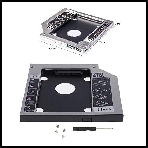 Soneth Box Adattatore per Secondo Hard Disk HD SSD Caddy Frame per Notebook SATA 3 Dvd CD Rom