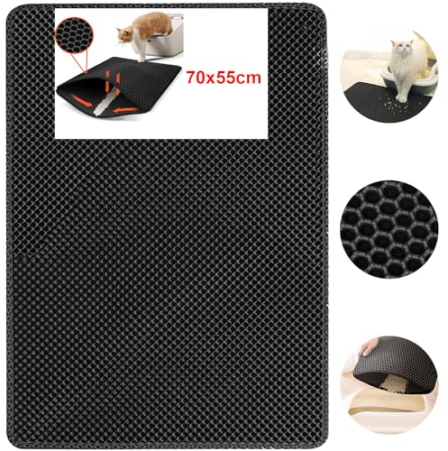 AidSci Katzenklo Matte | 70 x 55 cm Vorleger für Katzentoilette Waben Design Katzenstreu Matte wasserdichte Doppelte Schichte, leicht zu reinigen Katzenklo Unterleger