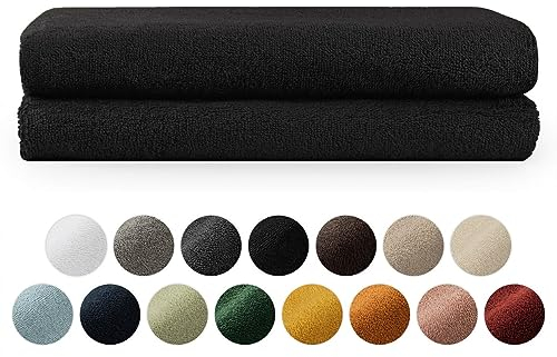 Blumtal - 2 Serviettes De Bain - Serviette De Bain 70x140 - Lot Serviette De Bain Noir - Serviette De Bain Coton - Certifié Oeko-TEX®